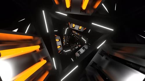 Orange And White Neon Glowing Triangular Spiral Background Vj Loop In 4K