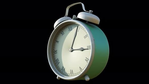 Vintage Green Alarm Clock Time Roman Numerals Bells Retro Design Classic Style Antique Timepiece Wak