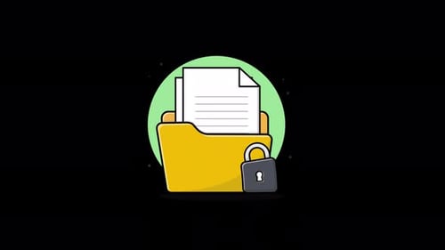Folder with Document and Lock. Confidential Document Concept Animation Video - Transparent