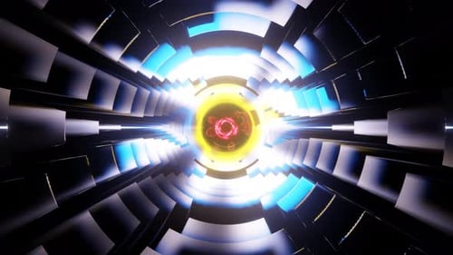 Dynamic Futuristic Abstract Tunnel Loop with Glowing Energy