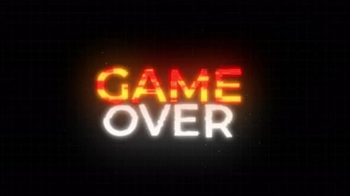 Animation de texte au néon Game Over d'arcade rétro avec effet Glitch Cyberpunk