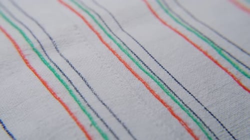 Close up shot of multi coloured textiles fabric
