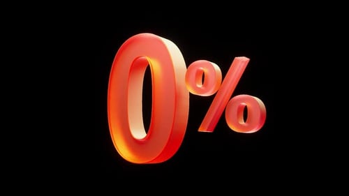 Glossy 3D Zero Percent Counter Animation