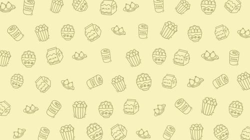 Food Pattern Animation Doodle Line Art Seamless Background