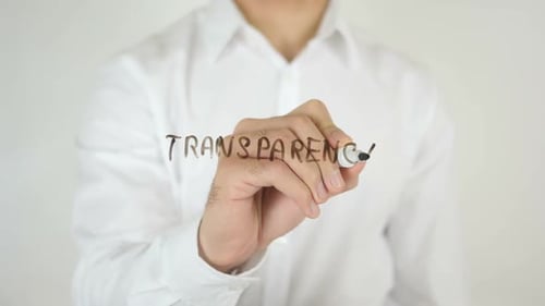 Transparência, escrita em vidro