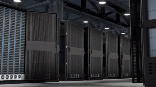 Serveurs rack dans un centre de données moderne, réseaux informatiques