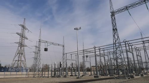 Towers with Electricity Transmission Lines at Substation