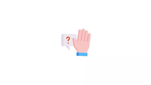 Animated Hand Holding Speech Bubble with Question Mark
