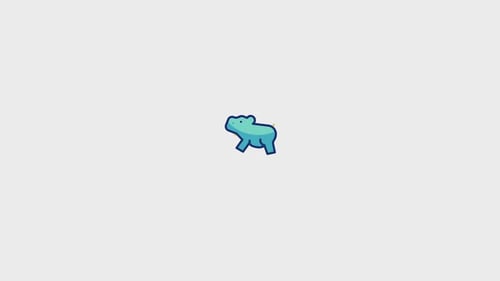 Animated Minimalist Walking Hippopotamus Character