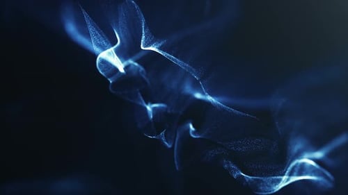 Abstract Blue Particle Wave Flowing Background