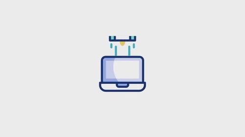 Animated Flat Design Laptop Update Technology Icon
