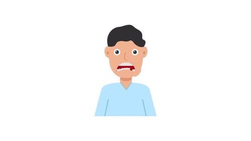Flat Design Animation of Man Showing Oral Discomfort