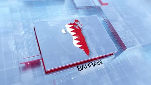 Bahrain Map Flag Digital Corporate News Broadcast Intro