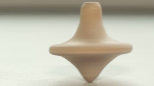 Cat Investigates Spinning Wooden Top Toy