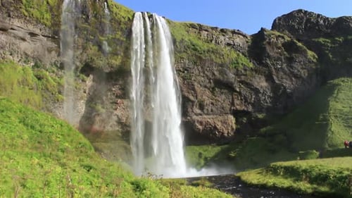 Icelandic waterfall, magnificent power of nature, Seljalandsfoss in south Iceland