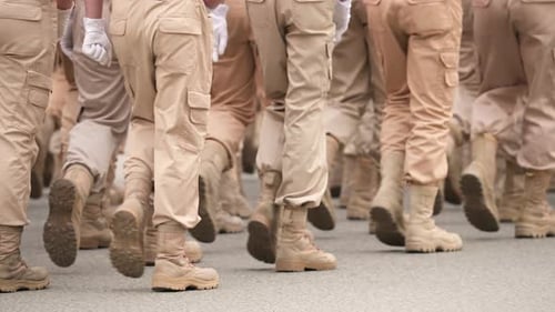 Army Footwear Shoe Marching Soldiers Boots Walking War Forces Victory Parade