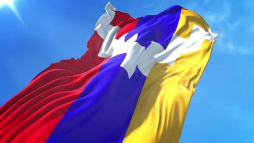 Waving Nagorno-Karabakh Flag Against Clear Blue Sky