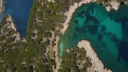Aerial View of Tropical Cove and Turquoise Water