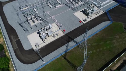 Transformers and Power Transmission Lines at Substation