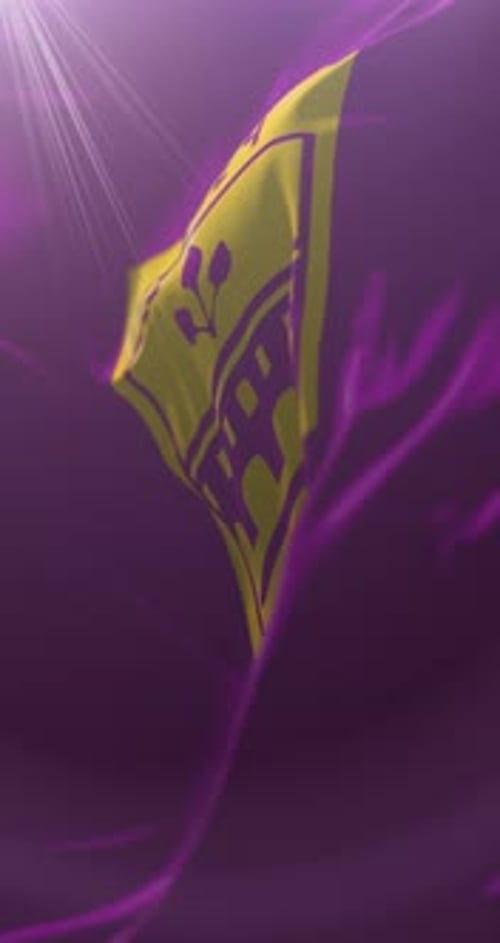 Stylized Emblem Waving Flag Loop on Abstract Background