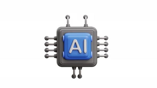 Ai Chip With A Blue Square Core