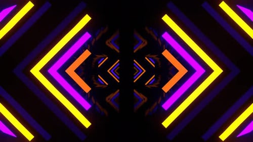 Purple And Orange Neon Light Elements Mirror Tunnel Background Vj Loop In 4K