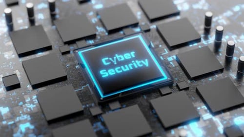 Futuristic CPU with Cyber Security Text Animation