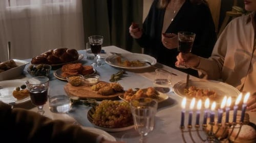 Warm Hanukkah Celebration with Family and Food