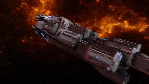 Vaisseau spatial au-dessus d'une planète extraterrestre Close