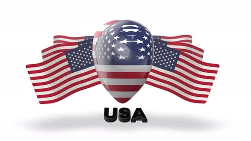 Animated USA Flag Heart with Waving Flags