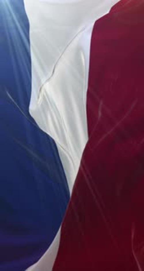 Waving French Flag Vertical Loop Background