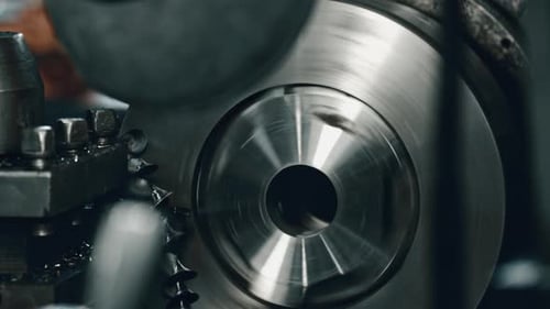 Metal lathe precision machining in workshop