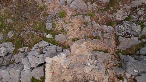 Aerial Video of a Family of Tourists Visitng the Grlo Sokolovo Canyon a Famous Sightseeing Location