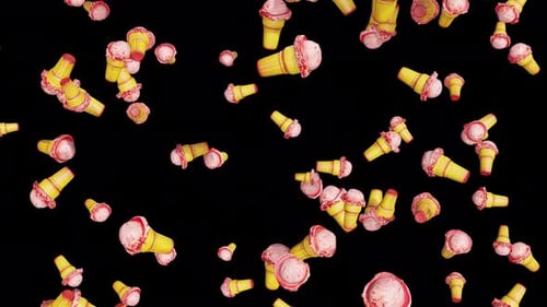 Falling Ice Cream Cones Seamless Loop Background