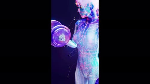 Conceptual vertical animation of a woman working out
