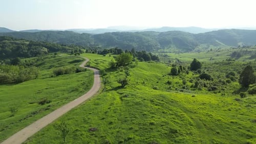 Aerial Path Of Green Hills