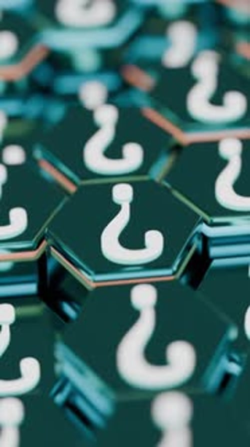 Animated Question Mark Hexagons Floating Grid Background