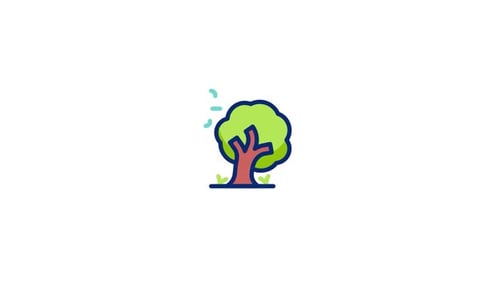 Animated Flat Design Tree Icon Blowing in the Wind