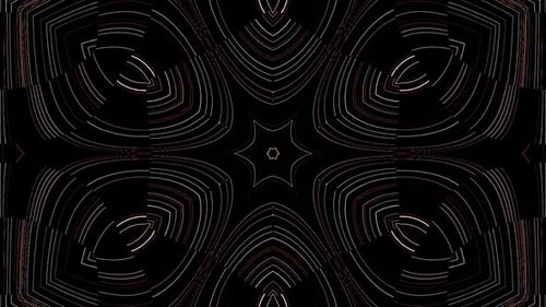 3D Animated digital abstract. Colorful curved and circular lines on black background, seamless loop