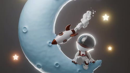 Vidéo satisfaisante d'animation en boucle d'astronaute de dessin animé