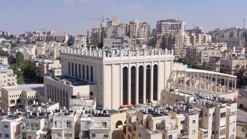 Jerusalem Belz Great Synagogue in Romema neighbourhood, Aerial