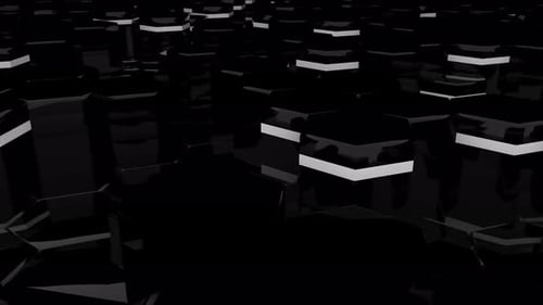 Abstract Hexagon Glossy Black Geometric Surface Loop Random Motion Backgroun