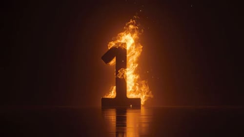 Blazing number one motion graphic for dynamic countdowns