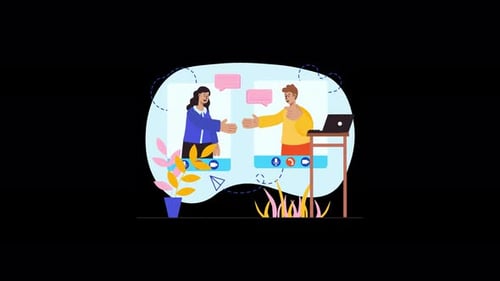 Animated Video Call Handshake Connection