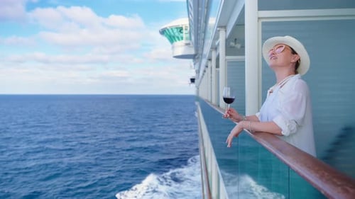Relaxing on a Cruise Ship with Wine and Beautiful Ocean Views