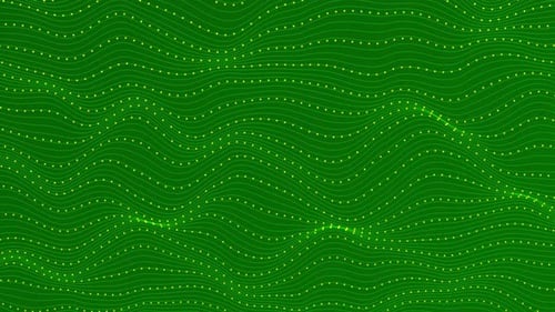 Abstract Green Wavy Lines with Dynamic Glowing Dot Network