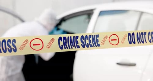 Accident, crime scene and forensic photographer with camera for evidence in court