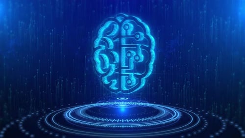 Neon AI Brain Digital Network Loop Animation