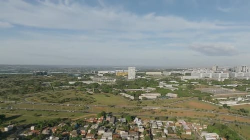Skyline Panorama Urban Cityscape Meeting Lush Green Suburban Landscapes