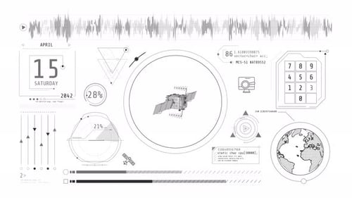 Animation d'une Infographies sur la réception de données satellites sur Alpha Channel